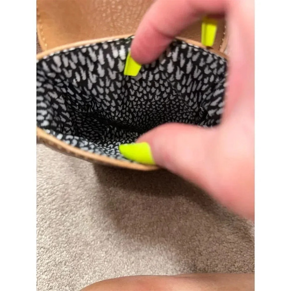 Emperia Vegan Leather Mini Crossbody Bag Brown with Tassel Adjustable Strap - Picture 6 of 9